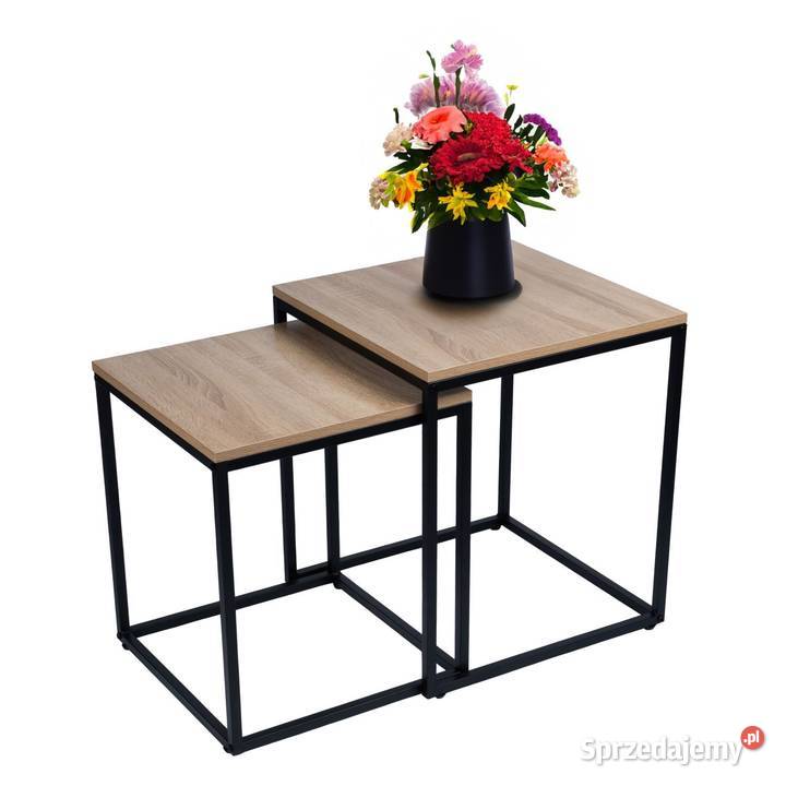 Nowoczesne stoliki kawowe kwadratowe zestaw 2w1 Poznań sprzedam