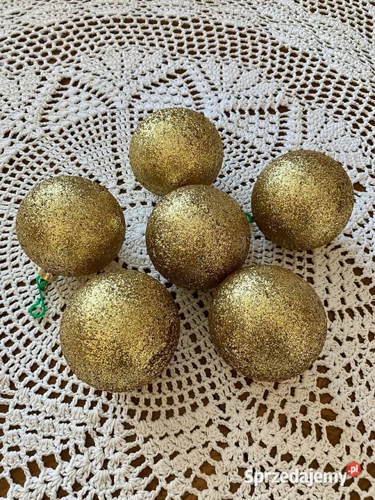 Złote bombki ozdoby choinkowe brokat 6 Nisko
