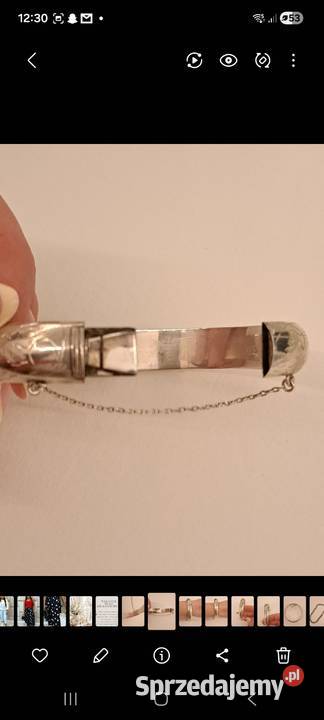 Bransoletka srebrna sztywna grawerowana Radom