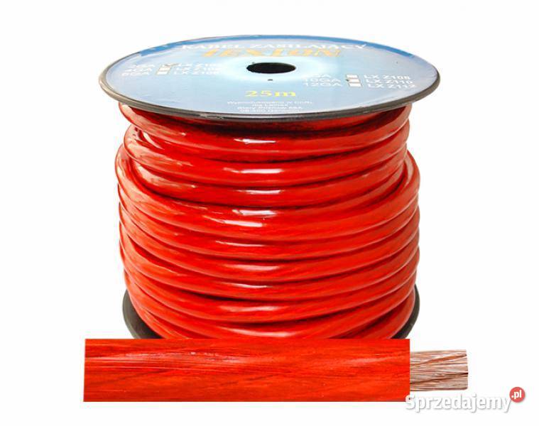 Kabel zasilający  2GA/12mm CCA, czerwony.