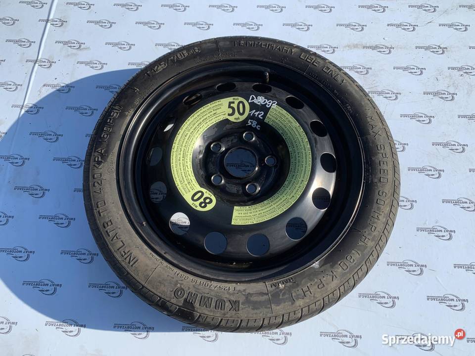 GOLF AUDI ALTEA koło dojazdowe 1257016 96M 5x112 sprzedam