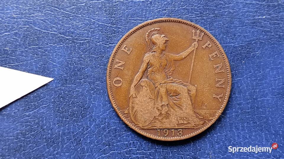 Stare monety 1 pens 1913 Anglia Lesko