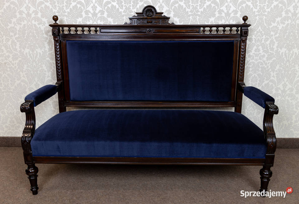 Neorenesansowy salonik sofa dwa fotele komplet wielkopolskie