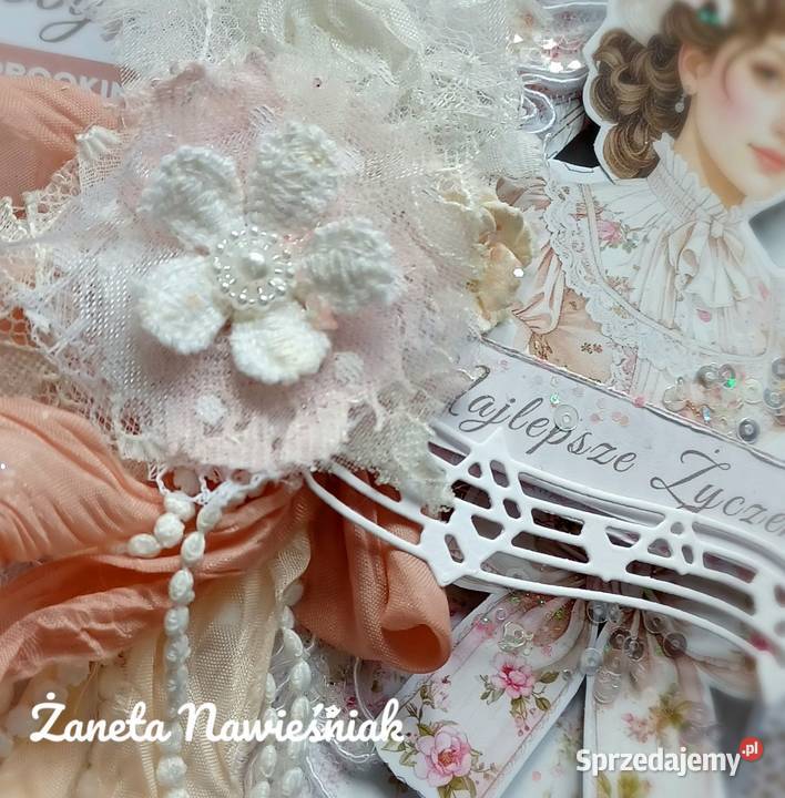 Romantyczna karta hand made urodziny Rękodzieło Mszana Dolna sprzedam