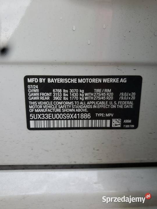 2024 BMW X5 M60I śląskie Częstochowa