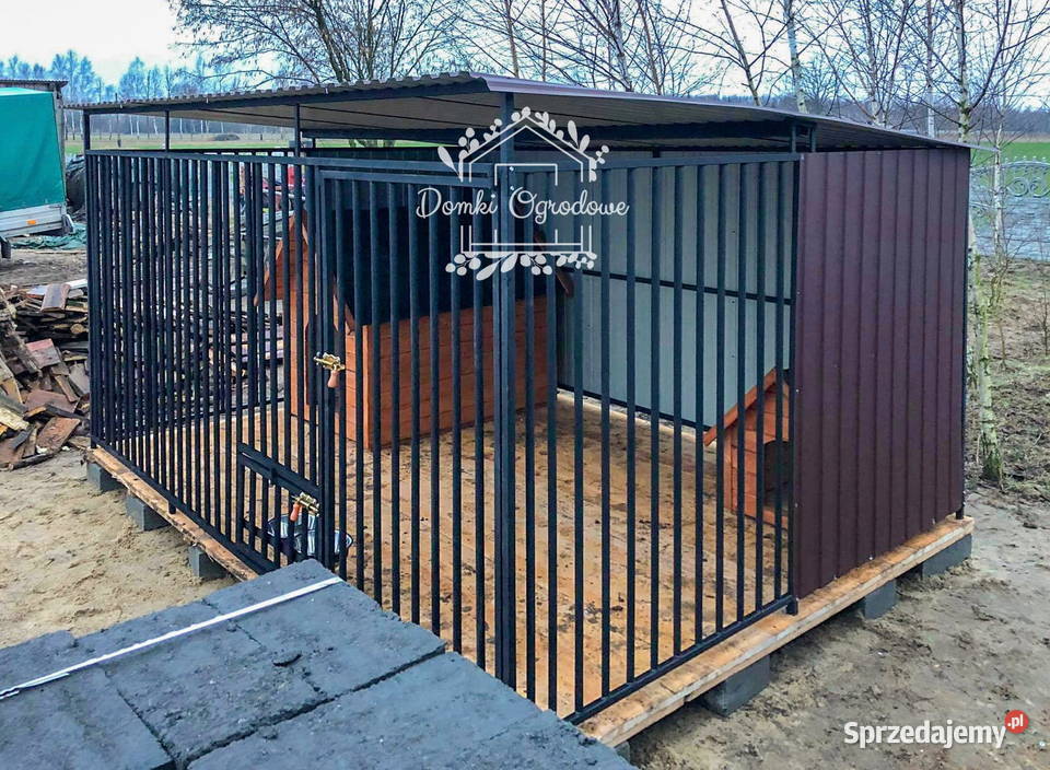 Kojec Psów 3x3m Drewniana podłoga Uchwyt n miski Międzyrzecz