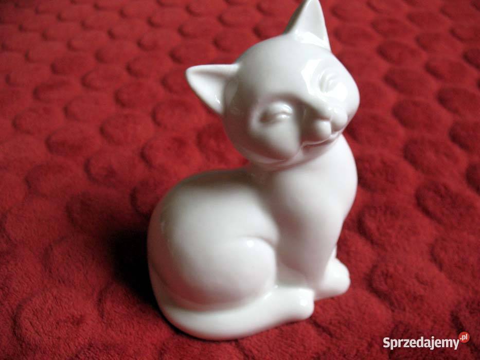Kot biały kotek Figurka średnia porcelana 12 x 9 Siedlce