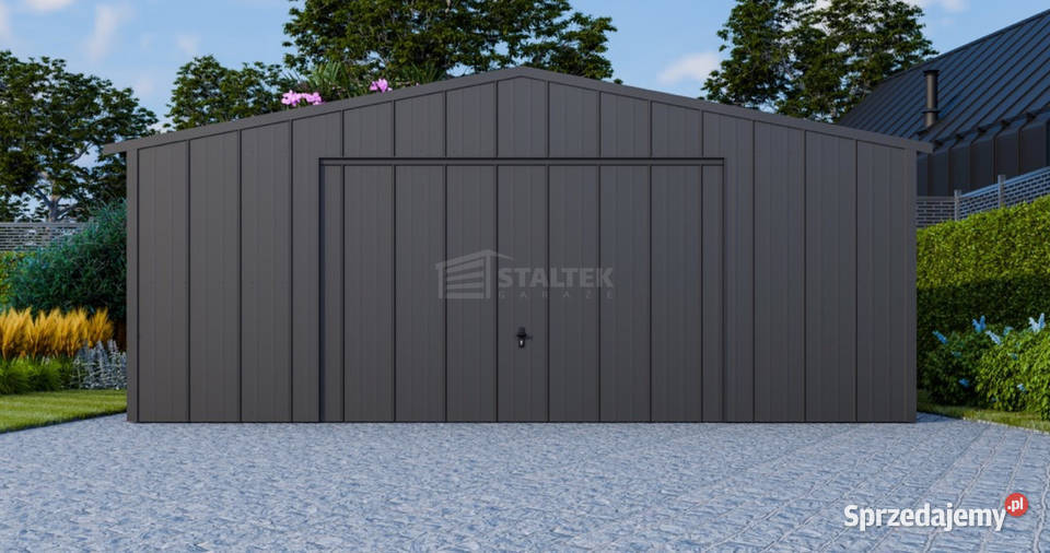 Garaż blaszany 7x6m brama uchylna okno drzwi Oświęcim