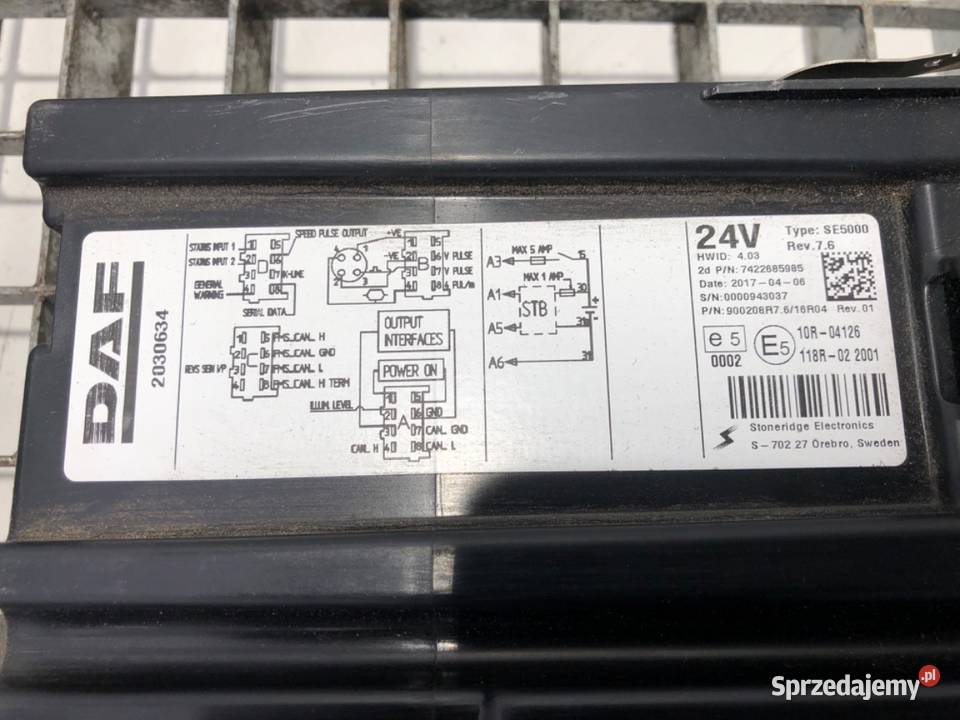 TACHOGRAF DAF XF 2030634 REJESTRATOR DROGI