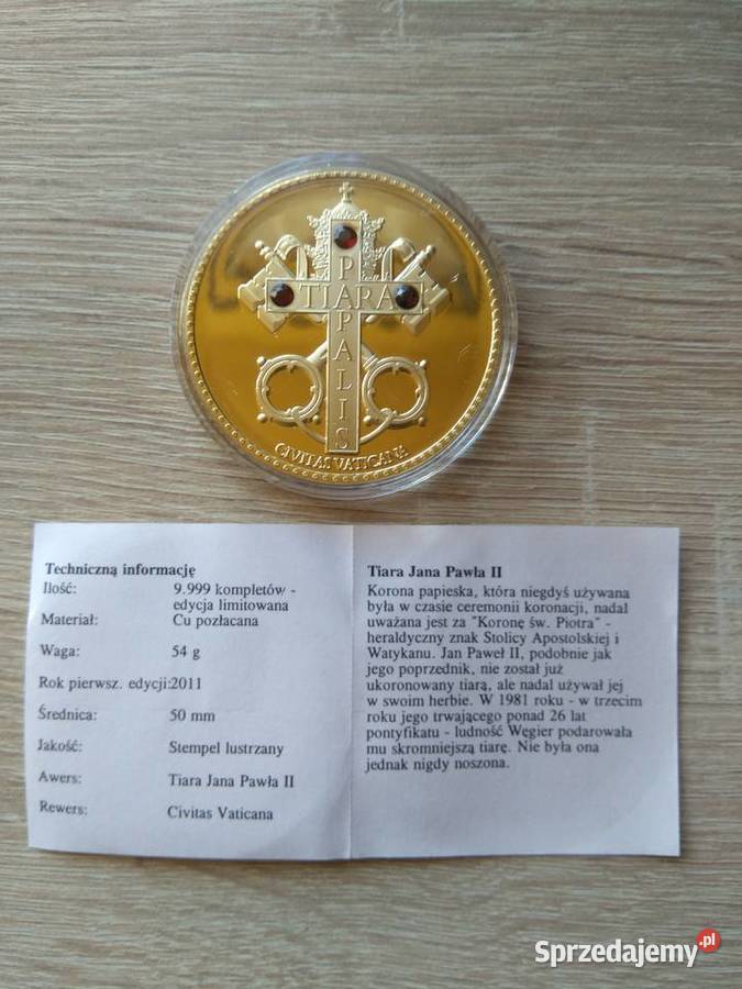 32 Medal okolicznościowy Korony papieskie Tiara Chrząstawa Mała