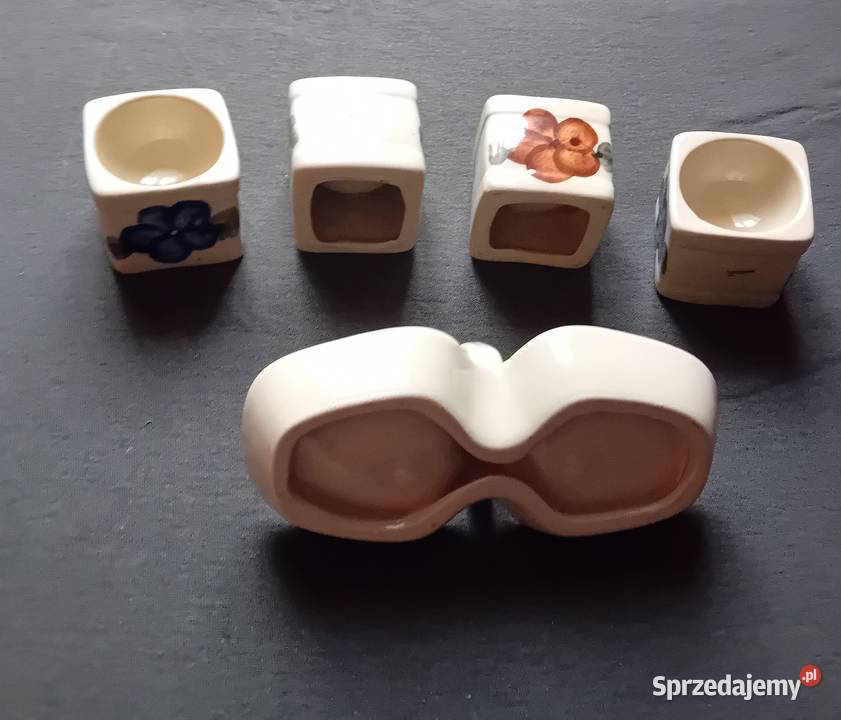 Ceramiczny zestaw przyprawnikkabaret 4 jajcarki Koźminek