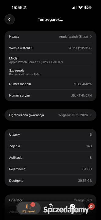 Apple Watch Series 11 42 mm Natural Titanium 100 Środa Wielkopolska