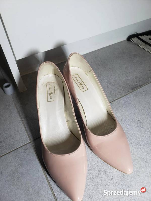 Czółenka Filippo Skóra lakierowana Pudrowy róż Dzierżoniów