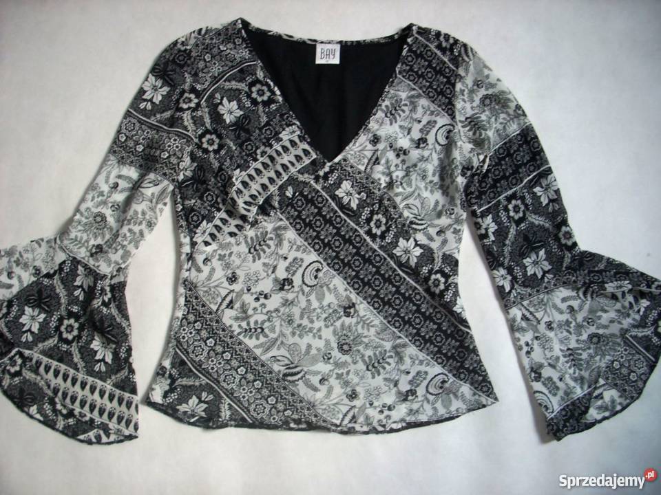 Bay Czarno Biała Bluzka Koszula Nowa 38 40 Kwiatki Nowy Sącz