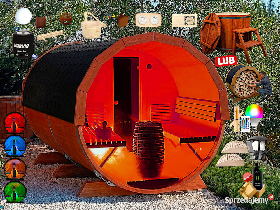 SAUNA Ogrodowa 300 OKNO 100 Beczka 500L Nowy Targ