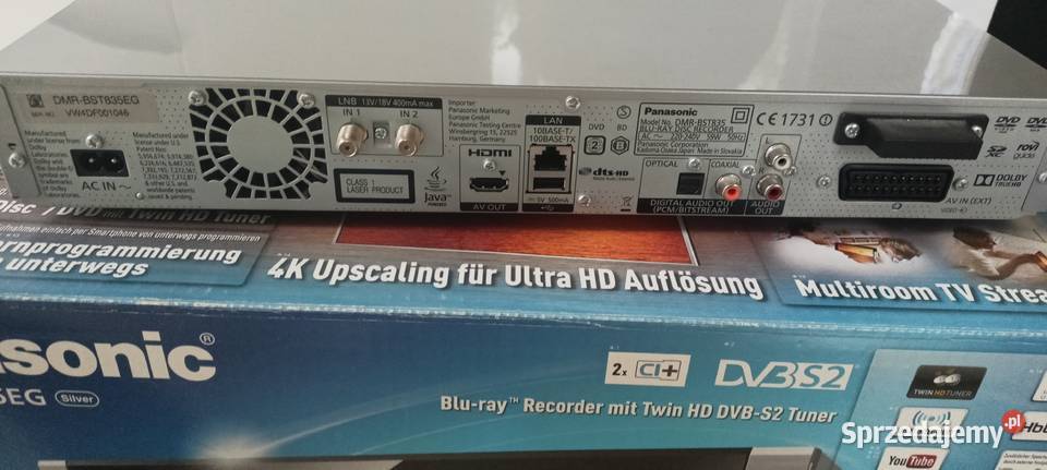 Nagrywarka Panasonic Dmr BST 835 EG DVD i Blu-ray DVD i Blu-ray Sędziszów