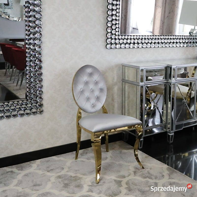 Krzesła glamour Ludwik Pikowane Złote Jadalnia Warszawa