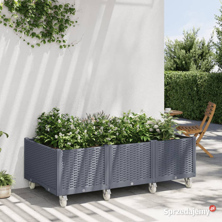 Donica ogrodowa na kółkach szara 150x80x54 PP mazowieckie Warszawa sprzedam