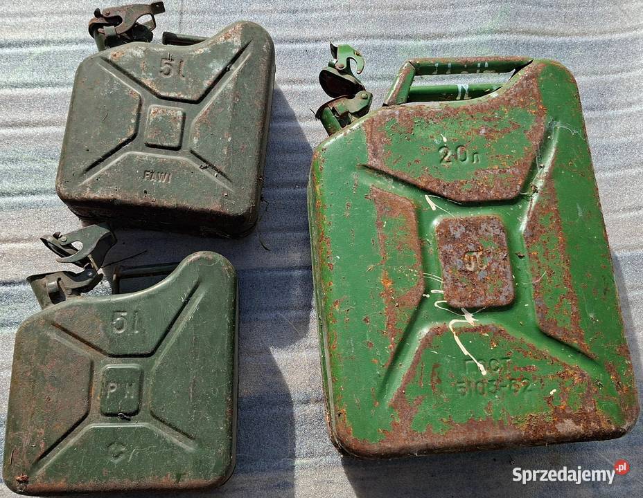 Kanistry metalowe 25 l 20 l komplet wojskowy PRL Opole