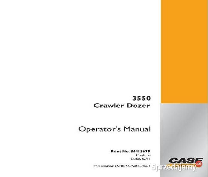Spychacz Dozer CASE 3550 instrukcja obsługi