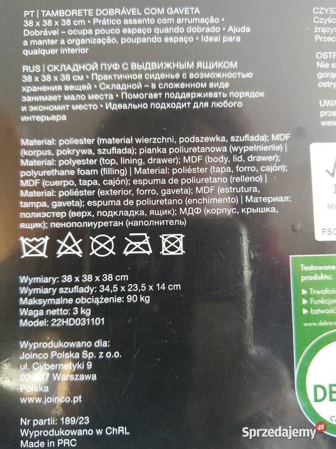 NAJTANIEJ Składany Puf Ze Schowkiem i Szufladą śląskie Zabrze