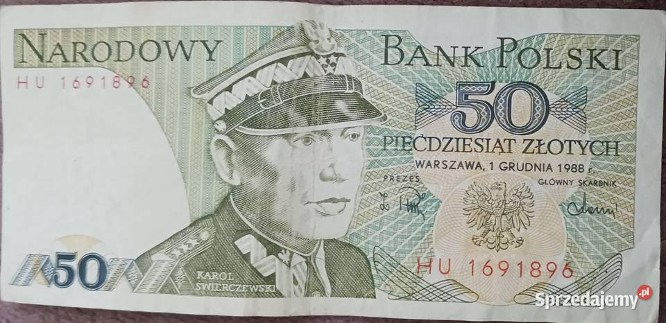 50 złotych 1 XII 1988 r seria HU Numizmatyka Konin