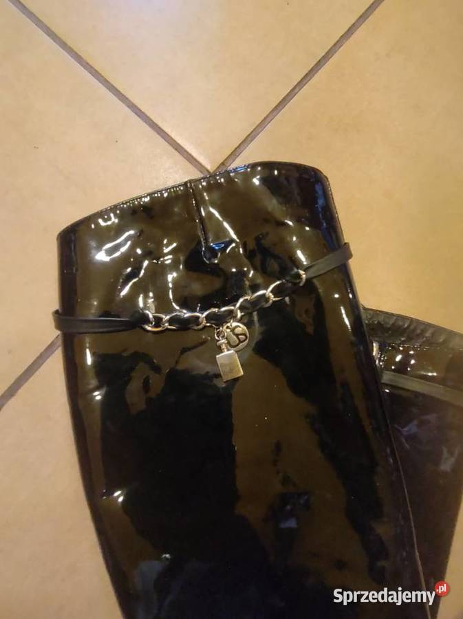 Kozaki oficerki z naturalnej skóry lakierowanej śląskie Gliwice