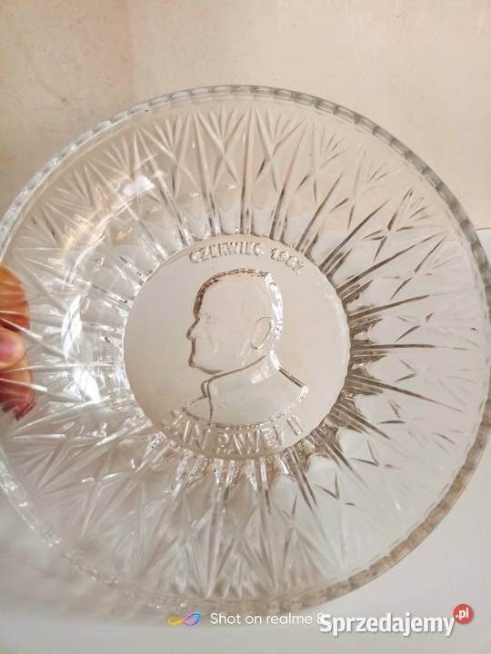 Patera kryształowa z Janem Pawłem II z PRLu łódzkie Łódź