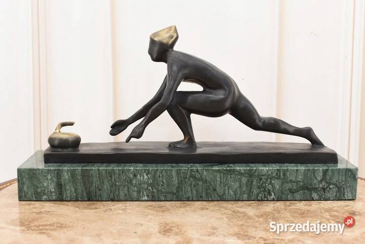 Curlingowiec Curling Sport Zimowy Figura z Brązu Kraków