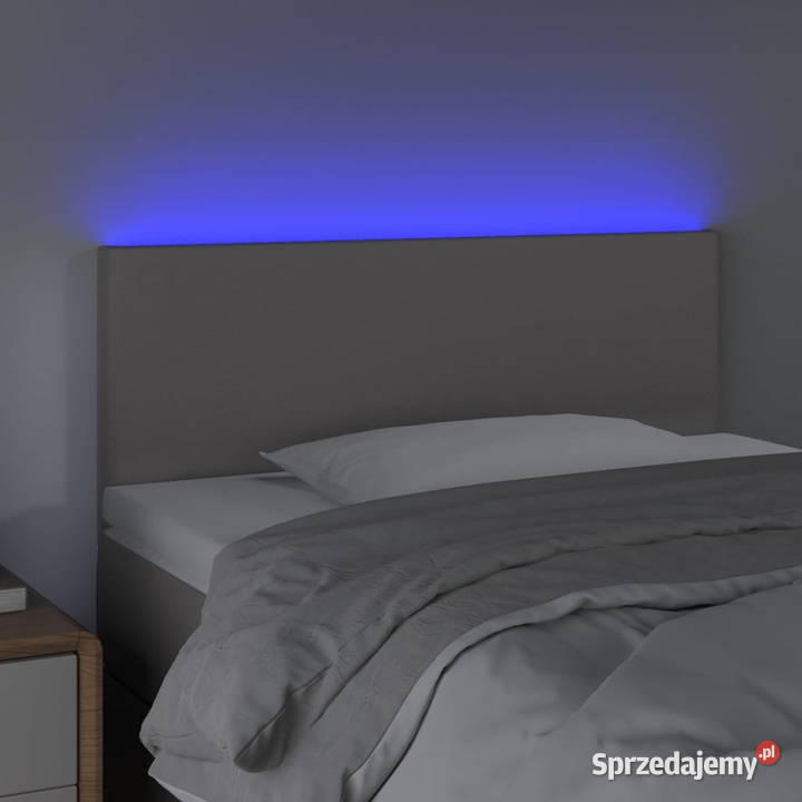 Zagłówek do łóżka z LED szary 80x5x7888 sztuczna