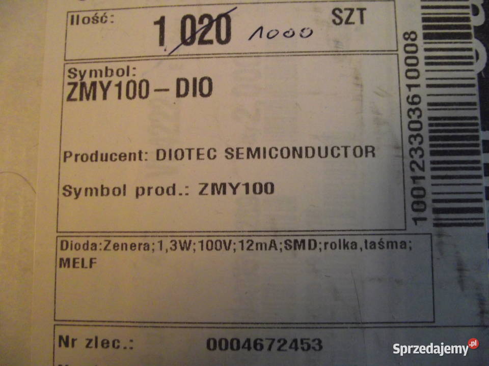 ZMY100 Diody Zenera 100V 13W Melf SMD wielkopolskie Puszczykowo