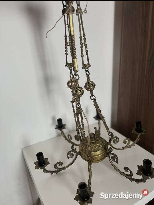 Żyrandol mosiężny 6 ramienny Vintage mazowieckie Pruszków