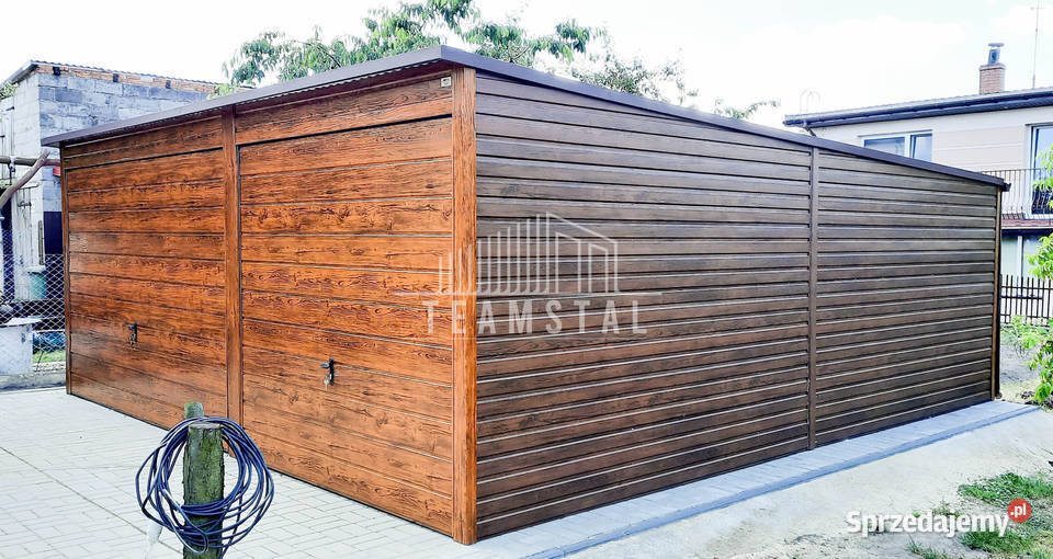 GARAŻ BLASZANY 6m x 6m poziom spad tył 2x Brama Sprzedaż Mrągowo