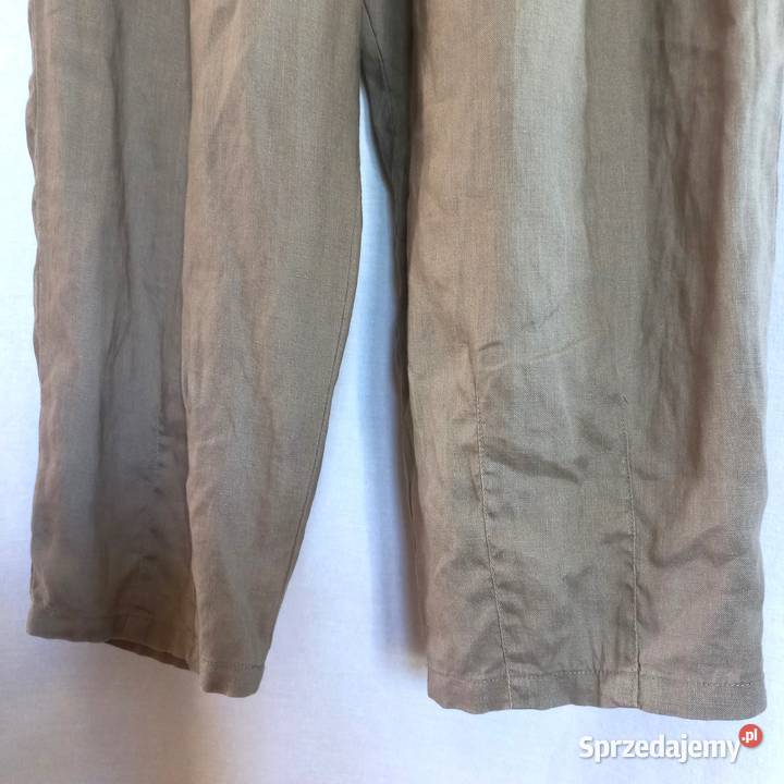 Spodnie LEN Luźne zielone Balloon khaki r SM 78 Rozmiar 38(M) Białystok sprzedam