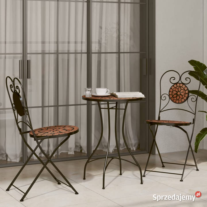 Składane krzesła bistro 2 terakota ceramiczne Warszawa