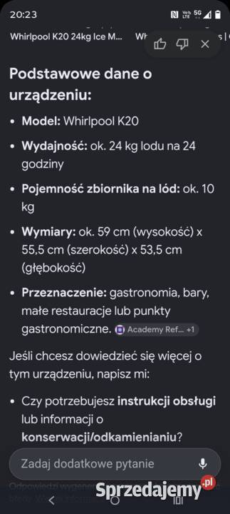 Kostkarka Whirlpool k20 Łódź sprzedam