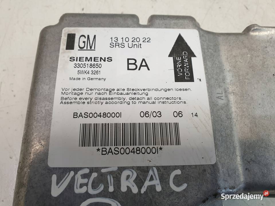 Vectra C 20 DTI MODUŁ PODUSZEK Sensor 13102022 osobowe Rudka sprzedam