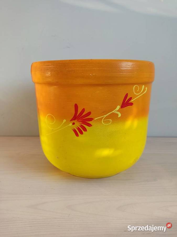Donica doniczka ceramiczna gliniana żółto Głuchołazy sprzedam
