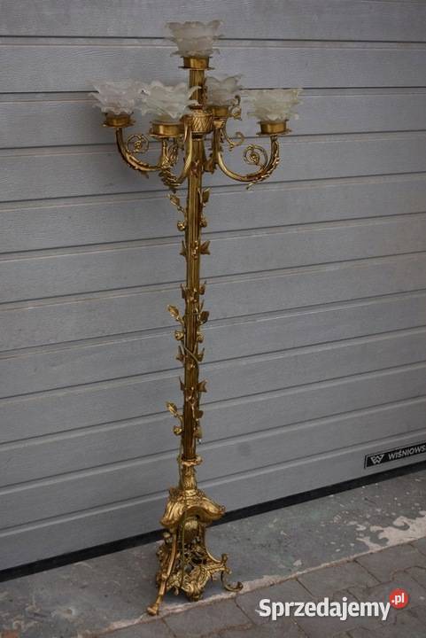 Stojąca Lampa z Brązu z 5 Kloszami Vintage Kraków