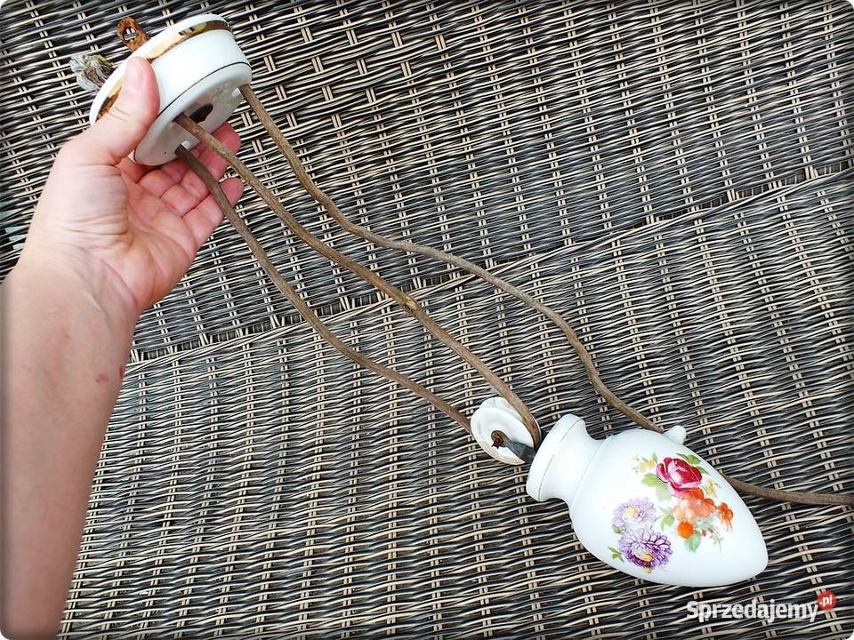 Stary Porcelanowy kompletny Obciążnik Lampy Antyki lubuskie