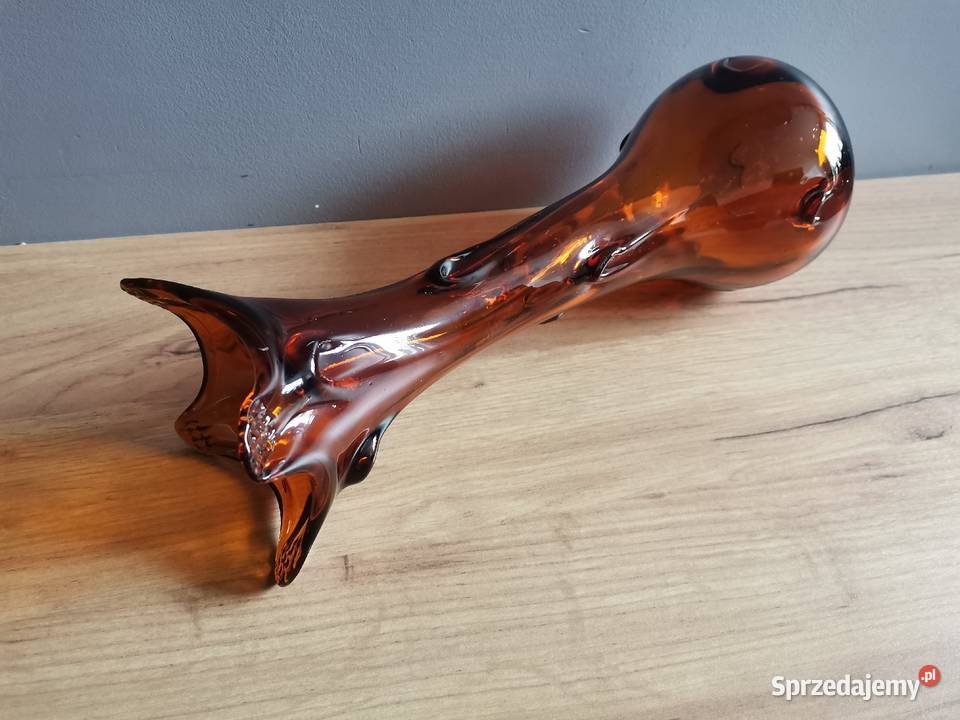 Stary miodowy bursztynowy wazon Sękacz PRL 1970 Porcelana i szkło Siemianowice Śląskie