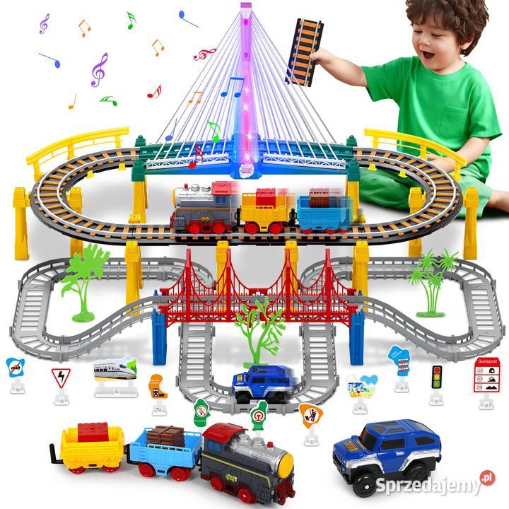 Elektryczna kolejka dzieci z mostem światłami i mazowieckie Warszawa