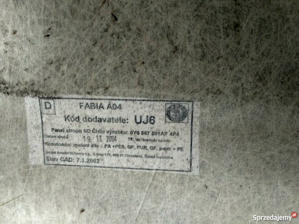 Podsufitka czarna Skoda Fabia 1 RS VRS Wołów