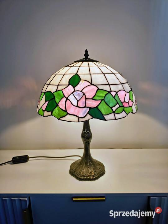 Tiffany lampa mosiężna witrażowa stołowa nocna Oświetlenie Zaręba