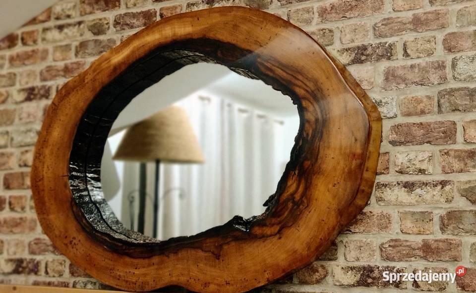 Lustro w plastrze drewna Wyposażenie wnętrz Zamość sprzedam