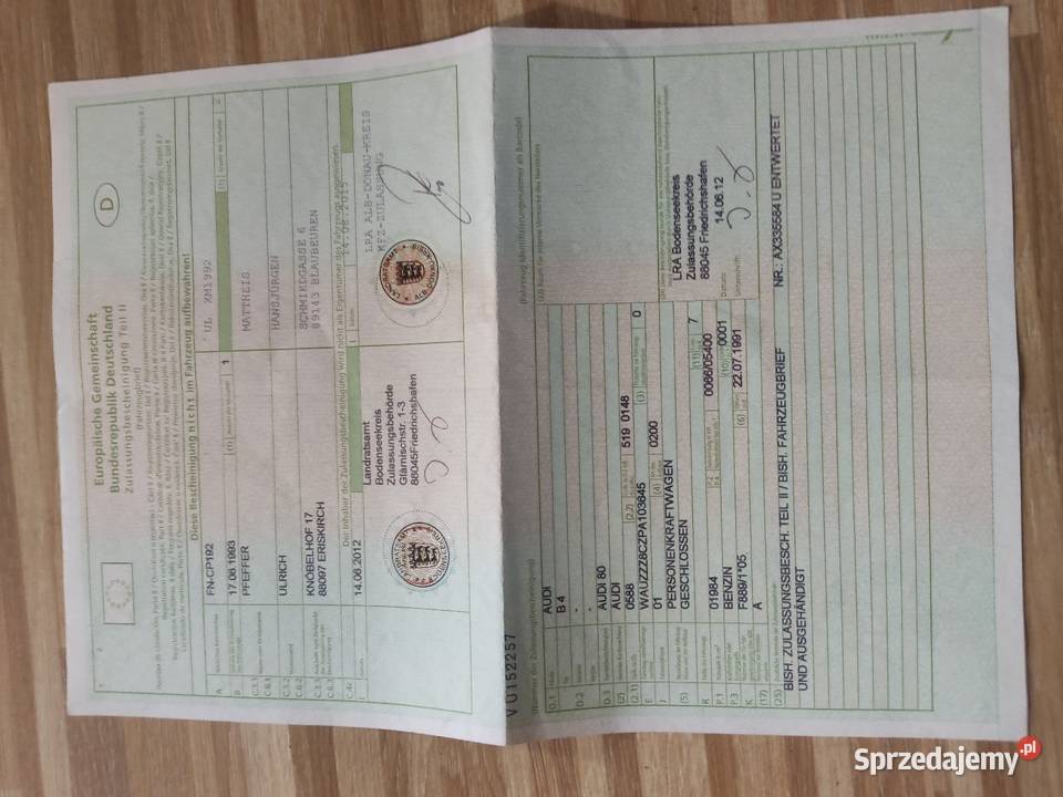 Audi 80 B4 20 benzyna Rok produkcji 1991 Samochody osobowe dolnośląskie Raciborowice Dolne