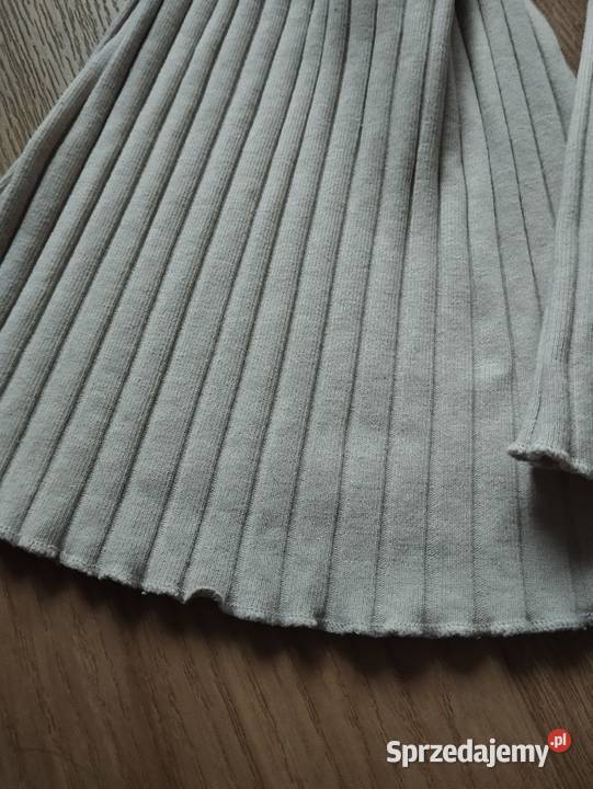 Spodnie beżowe dzwony materiałowe prążkowane sprzedam