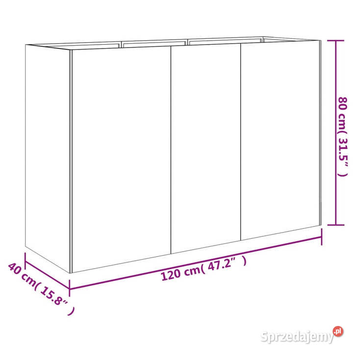 Podwyższona donica 120x40x80 stal kortenowska Donice Donice ogrodowe Warszawa