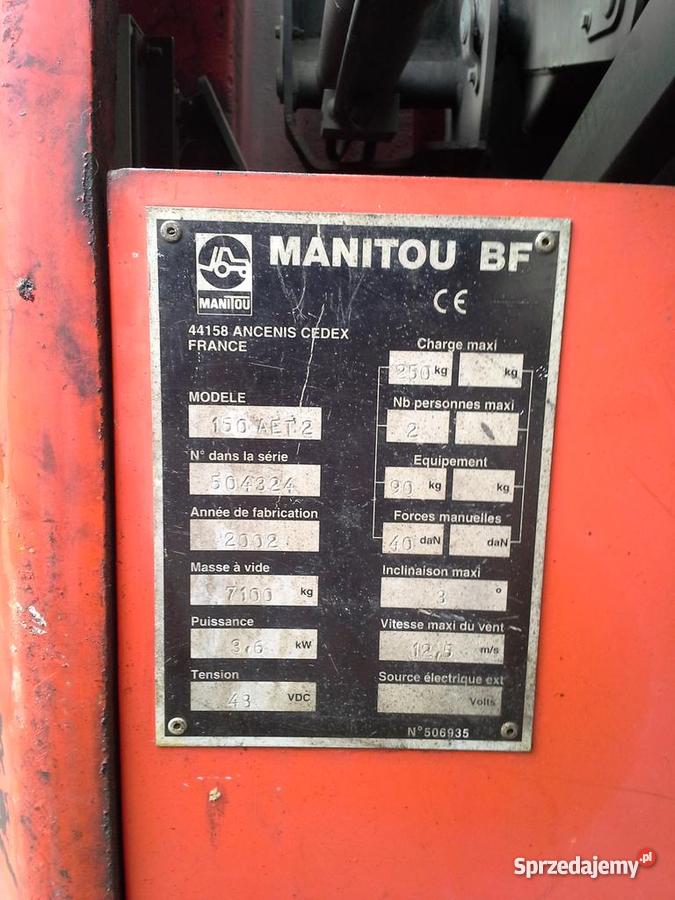 zwyżka podnośnik koszowy MANITOU 150 nieuszkodzony Radziłów sprzedam