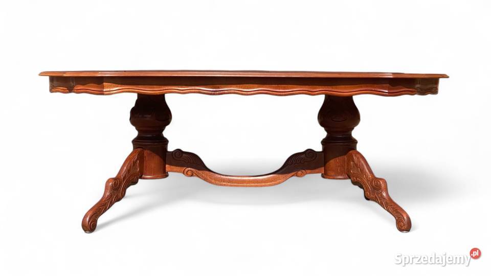 Owalny intarsjowany stolik kawowy ława jasny